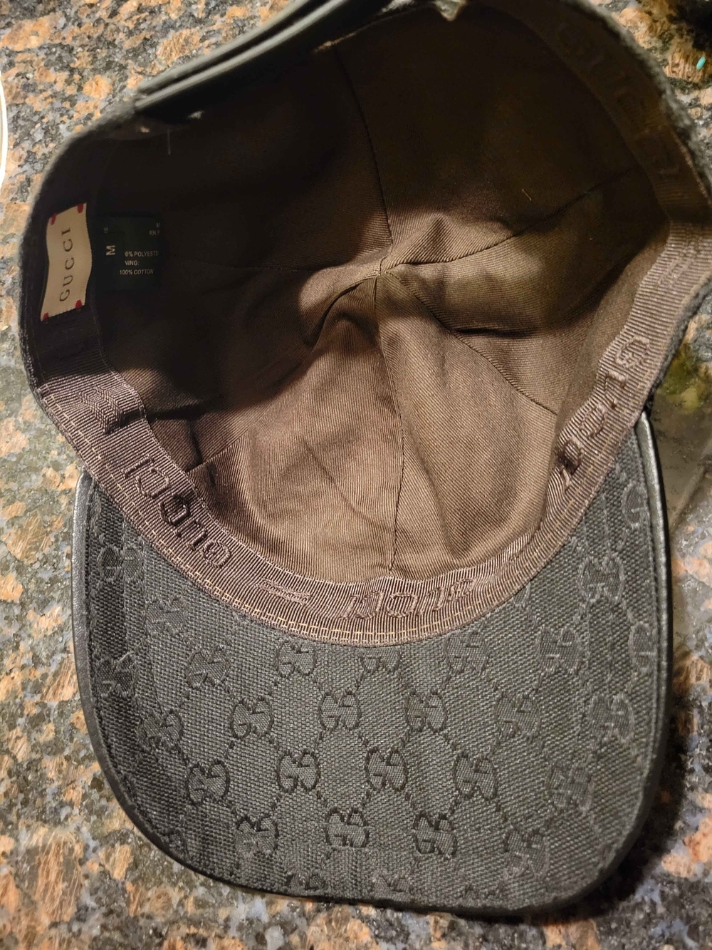 Gucci Black Monogram Baseball Cap with Web Stripe - Picture 5 of 7
